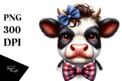 Cute Cow with Bow Tie PNG Product Image 1