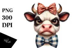 Cute Cow with Bow Tie PNG Product Image 1
