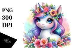 Cute Baby Unicorn with Cool Haircut PNG Product Image 1