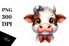Funny Cow with Bow and Tie PNG Product Image 1