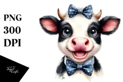 Funny Cow with Bow and Tie PNG Product Image 1