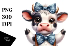 Funny Cow with Bow and Tie PNG Product Image 1