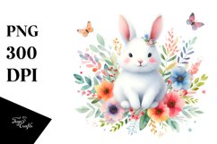 Colorful Cute Rabbit Floral | Sublimation | Clipart Product Image 1