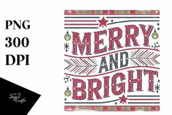 Retro Merry and Bright Christmas Png Product Image 1