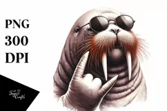 Funny Cute Walrus Portrait Smiling with Sunglasses | Product Image 1