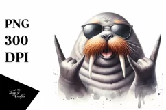 Funny Cute Walrus Portrait Smiling with Sunglasses | Product Image 3