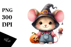 cute Halloween Baby Mouse with Scenery Clipart Product Image 1