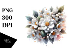 Detailed Jasmine with Golden Insertions | Watercolor Splash Product Image 1