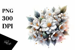 Detailed Jasmine with Golden Insertions | Watercolor Splash Product Image 3