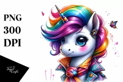 Expressive Unicorn with Cool Haircut PNG Product Image 3
