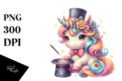 Colorful Baby Unicorn in Magician's Hat Product Image 1