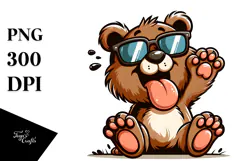 Curious Joyful Bear Wearing Sunglasses PNG Product Image 1