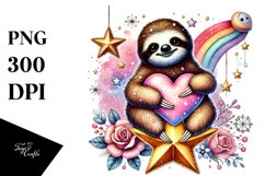 Adorned Sloth Sitting on a Star PNG Product Image 1