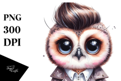 Cute Baby Owl with Cool Haircut PNG Product Image 1