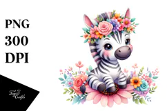 Cartoon-Style Watercolor Zebra Crown | Clipart Product Image 1