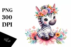 Cartoon-Style Watercolor Zebra Crown | Clipart Product Image 1