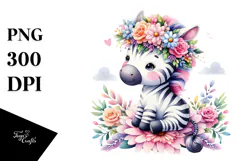 Cartoon-Style Watercolor Zebra Crown | Clipart Product Image 1