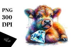Colorful Baby Highland Cow with Gemstone Product Image 3