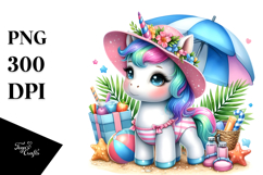 Colorful Baby Unicorn Beachwear | Sublimation Clipart Product Image 1