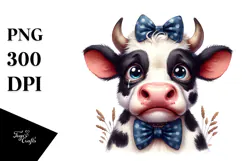 Funny Cow with Bow and Tie PNG Product Image 1