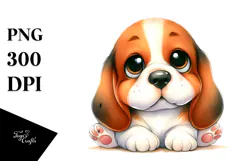 Cute Cartoon Basset Hound PNG Product Image 1