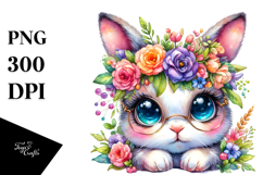 Baby Rabbit with Flower Crown PNG Product Image 1