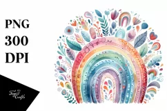 Colorful Watercolor Whimsical Pastel Rainbow | Clipart Product Image 3