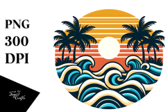 Retro Tropical Beach Waves PNG Product Image 1