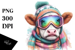 Colorful Baby Cow in Skier's Goggles Product Image 1