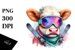 Colorful Baby Cow in Skier's Goggles Product Image 1