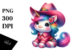 Cute Baby Unicorn with Cowboy Hat Product Image 1
