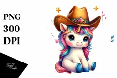 Cute Baby Unicorn with Cowboy Hat Product Image 1