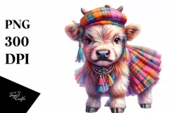 Colorful Baby Highland Cow in Dancer's Attire Product Image 1