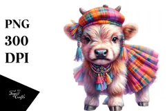 Colorful Baby Highland Cow in Dancer's Attire Product Image 1