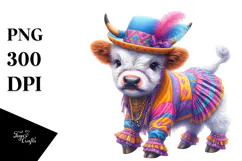 Colorful Baby Highland Cow in Dancer's Attire Product Image 1