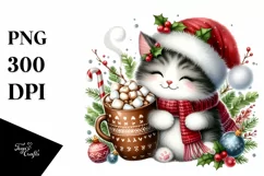 Cute Cat with Christmas Ornaments PNG Product Image 1
