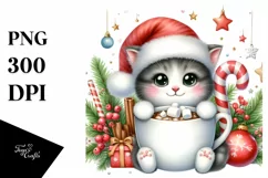 Cute Cat with Christmas Ornaments PNG Product Image 3