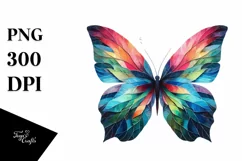 Abstract Vibrant Butterfly with Plant Leaves PNG Product Image 1
