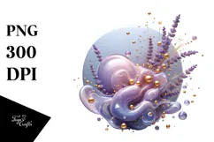 Abstract Lavender with Golden Insertions PNG Product Image 1