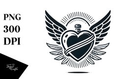 Heart with Wings, Retro PNG Product Image 1