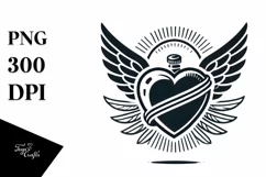 Heart with Wings, Retro PNG Product Image 1
