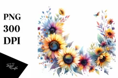 Watercolor Abstract Colorful Sunflower Clipart Product Image 3