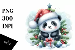 Cute Baby Panda Christmas PNG Product Image 1