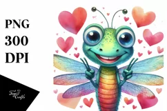 Vibrant Dragonfly Love Sign Clipart Product Image 1