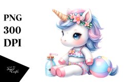 Cute Baby Unicorn with Beachwear Clipart Product Image 3