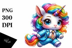 Running Dressed Baby Unicorn, PNG Product Image 3