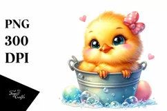 Colorful Cute Baby Chicken Smiling | Watercolor Splash Product Image 1