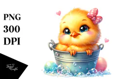 Colorful Cute Baby Chicken Smiling | Watercolor Splash Product Image 1