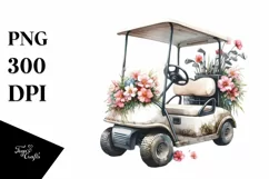 Vintage Golf Cart Flowers | Clipart Product Image 1