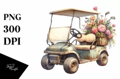 Vintage Golf Cart Flowers | Clipart Product Image 1